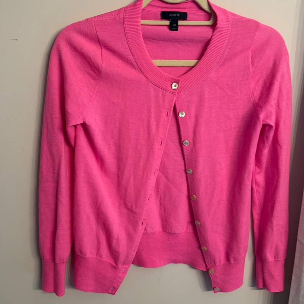Hot pink J.Crew merino cardigan xxs